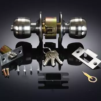 Дверная ручка-кнопка из нержавеющей стали для гостиной, замки, фурнитура с тремя ключами, круглый запирающий механизм серебро белый