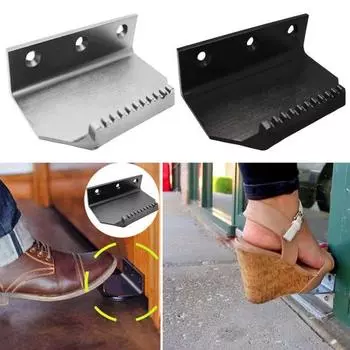 Дверная ручка с ножным управлением. Бесконтактный антивирусный инструмент. Простая установка. Бесконтактное металлическое устройство открывания дверей без помощи рук для ванной комнаты, туалета, офиса. серебряный