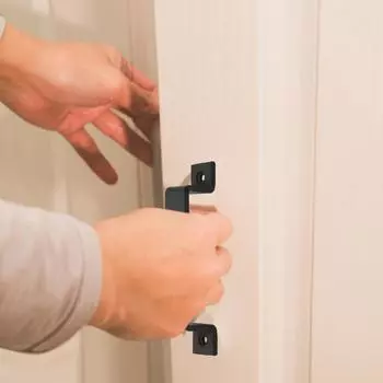 Дверная ручка сарая с двойными отверстиями и винтами Прочная несущая нагрузка матовая черная металлическая фурнитура A