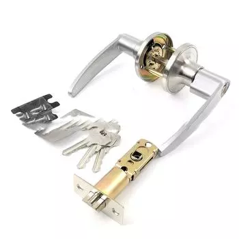Дверная ручка серебристого цвета с латунным сердечником из нержавеющей стали, прочная прямая дверная ручка с 3 ключами для