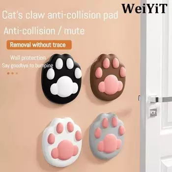 Дверная ручка в виде кошачьей лапы, противоударная накладка, бесшумная дверная ручка шкафа, замок с глушителем, противоударная накладка, настенная защита, ветрозащитная накладка на дверную ручку, бытовая чёрный