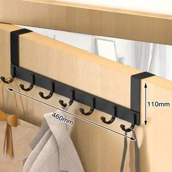 Дверная вешалка с 7 крючками экономит место без сверления. Алюминиевая вешалка для задней двери проста в установке и долговечна S чёрный