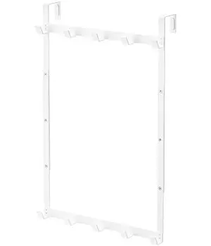 Дверная вешалка Yamazaki 4892 с регулируемой высотой, белая, прибл.. Ш11,8 x Г 3,0 x В 18,1 x 18,1 дюймов (30 х 7,5 х 46 х 56 см), Умная, 3-уровневая регулировка