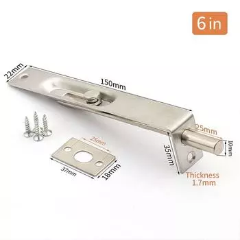 Дверная защелка из нержавеющей стали, скользящий болт, предохранительный болт, защелка, новые дверные болты, ворота, дверь 6inch серебряный