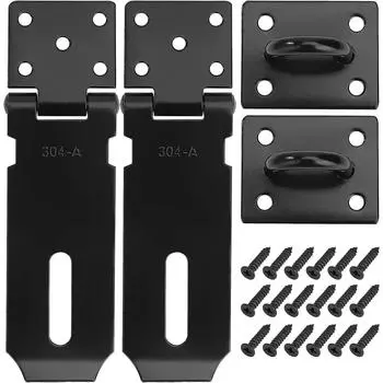 Дверная защелка с замком из нержавеющей стали, запирающая накладка, 4-дюймовый дверной замок с винтами, матовая черная отделка, 2 шт. чёрный