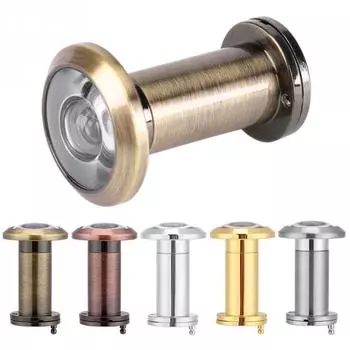 Дверной глазок из бронзового цинкового сплава с обзором на 200 градусов серебряный