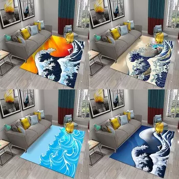 Дверной коврик для дома, гостиной, ванной комнаты, спальни, мягкий нескользящий впитывающий ковер, японский волнистый ковер, напольный коврик 40x60cm