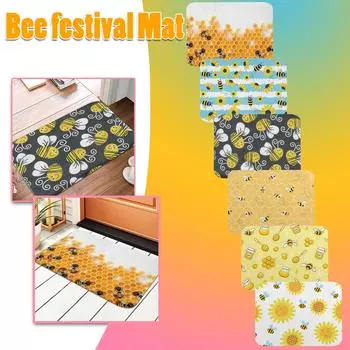 Дверной коврик для украшения фестиваля пчел, противоскользящий нижний ковер для использования в помещении и на открытом воздухе разноцветный