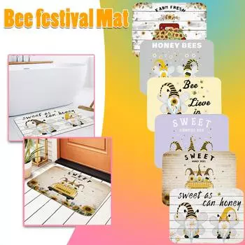 Дверной коврик для украшения фестиваля пчел, противоскользящий нижний ковер для использования в помещении и на открытом воздухе разноцветный