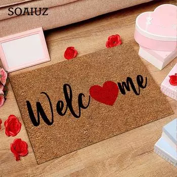Дверной коврик на День святого Валентина, передняя дверь, уличный приветственный коврик, забавный дверной коврик, домашний нескользящий коврик, украшение One Size коричневый