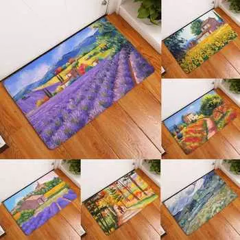 Дверной коврик противоскользящий коврик для гостиной декоративный ковер ретро картина маслом дверной коврик приветственный коврик ковер в пасторальном стиле 40x60cm