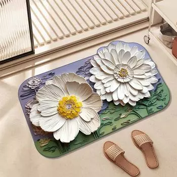 Дверной коврик с эффектом 3D-штукатурки National Wind, нескользящий коврик National Tide Lotus Oval, небольшой впитывающий коврик Fresh 40*60cm