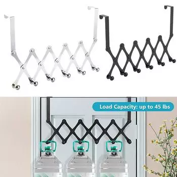 Дверной крючок, длина 12–56 см, регулируемый, черный, расширяемый, складной серебряный