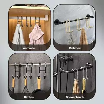 Дверной крючок из нержавеющей стали S-образный двойной крючок для душа Нескользящий крючок для полотенец без перфорации для домашней ванной комнаты