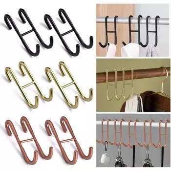 Дверной крючок из нержавеющей стали S-образный двойной крючок для душа Нескользящий крючок для полотенец без перфорации для домашней ванной комнаты