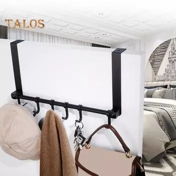 Дверной крючок, прочный, компактный, 6 крючков, полезный ключник, вешалка для одежды, крючок для хранения, принадлежности для туалета чёрный