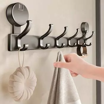 Дверной крючок с присоской для ванной комнаты, вешалка для полотенец, прочная, нержавейка, простая установка, многофункциональная вешалка для полотенец, крючок для душа A 5 Hooks