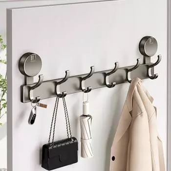 Дверной крючок с присоской для ванной комнаты, вешалка для полотенец, прочная, нержавейка, простая установка, многофункциональная вешалка для полотенец, крючок для душа A 5 Hooks