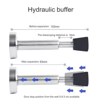 Дверной стопор из нержавеющей стали, гидравлический амортизатор, защита от столкновений, защита от ржавчины, бесшумная дверная ручка, защита стен, утолщенный матовый силикон серебряный