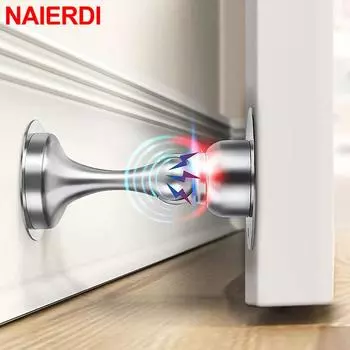 Дверной стопор NAIERDI 304 из нержавеющей стали, магнитный дверной стопор, дверная защелка, винты без гвоздей для более прочного крепления, мебельная фурнитура