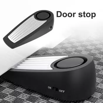 Дверной стопор, сигнализация с портативным замком, 125 дБ, противоскользящая защита передней двери, резиновый защитный дверной клин для домашних путешествий чёрный