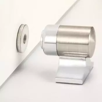 Дверной стопор Стабильная установка на земле Толстое основание Магнитный дверной стопорный бампер без перфорации серебряный