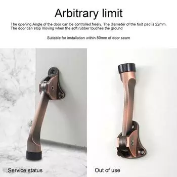 Дверной стопор Yousheng, простой в установке, прочный цинковый сплав, дверной стопор для спальни с нескользящим резиновым наконечником, для ежедневного использования E