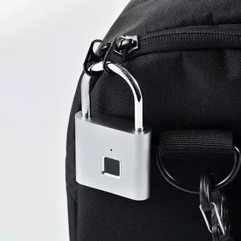 Дверной замок без ключа, разблокировка 0,5 сек., портативный противоугонный USB-перезаряжаемый охранный -S чёрный