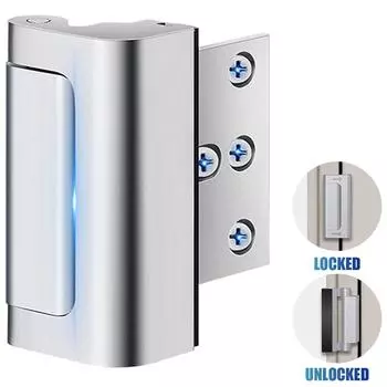 Дверной замок для усиления, 3 дюйма, прочный замок для безопасности дома с 8 винтами, прочность 800 фунтов, прочный замок для безопасности детей серебряный