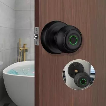 Дверной замок со сканером отпечатков пальцев, интеллектуальная дверная ручка, биометрическая дверная ручка с управлением через приложение серебряный