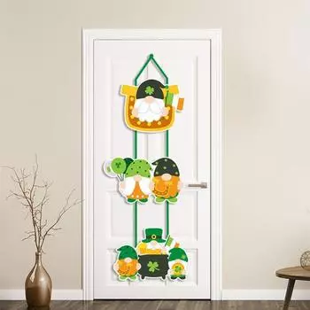 Дверной знак ул.. Украшение ко Дню Святого Патрика с ремешком креативной формы, классический цвет, подвесной кулон из трилистника, настенный художественный декор C