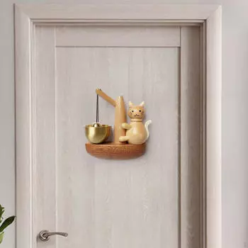 Дверной звонок для кошек, колокольчик для владельцев магазинов, открывающий вход, подвесное украшение, деревянный духовой инструмент хаки