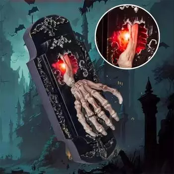 Дверной звонок на Хэллоуин, сенсорный спрей, дверной замок, подсветка, сенсорный звук, рука скелета, звук демона, дом с привидениями, реквизит ужасов