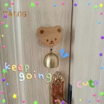 Дверной звонок с изображением мультяшного животного и клейкой заплаткой. Милый звук. Легко устанавливается. Декоративный дверной звонок. Деревянный дверной звонок. Открытие домашнего магазина. Дни рождения. Новоселье. Cat