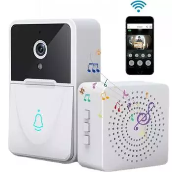 Дверной звонок с камерой WiFi Видеодомофон с звонком Двусторонняя аудиосвязь AI Интеллектуальное обнаружение человека Ночное видение Облачное хранилище Оповещение в реальном времени белый