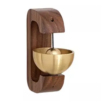 Дверной звонок с колокольчиком из магнитного дерева и латуни, украшение для дома, черный орех C