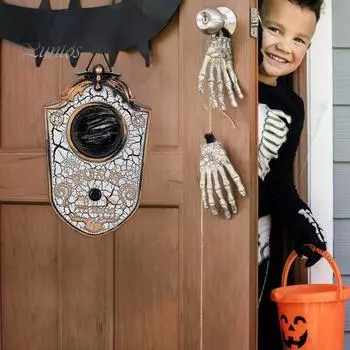 Дверной звонок в виде глазного яблока на Хэллоуин, светящийся, звучащий, ужасный дверной звонок в виде глазного яблока, работающий от батареек, для реквизита для дома с привидениями на вечеринке в честь Хэллоуина чёрный