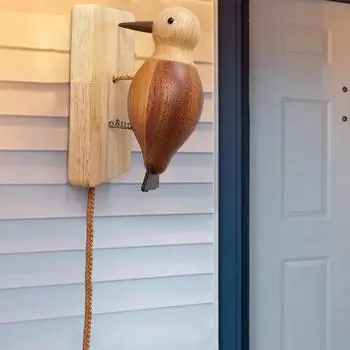 Дверной звонок в виде птицы, деревянный, самоклеящийся, ручной работы, дверной молоток в виде птицы, винтажный дверной молоток в виде птицы для