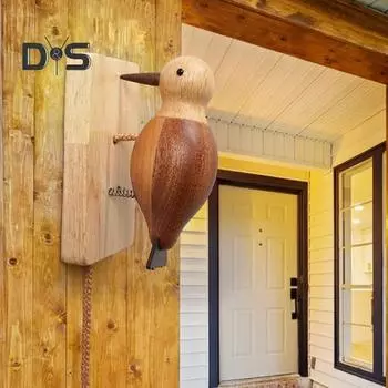 Дверной звонок в виде птицы, деревянный, самоклеящийся, ручной работы, дверной молоток в виде птицы, винтажный дверной молоток в виде птицы для входной двери, комнаты, двери цвет старого дерева
