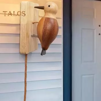 Дверной звонок в виде птицы, деревянный, самоклеящийся, ручной работы, дверной молоток в виде птицы, винтажный дверной молоток в виде птицы для входной двери, комнаты, двери цвет старого дерева