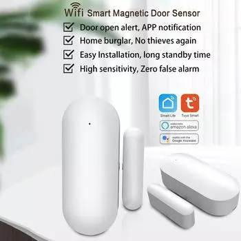 Дверные датчики WIFI, сигнализация, контактный беспроводной магнитный детектор входа в дверь, окно, датчик для дома 1pcs белый