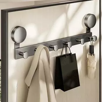 Дверные крючки с присоской, вешалки без проколов с крючком 5/6/7 для входа в кухню, ванную комнату, алюминиевая вешалка для хранения пальто и головных уборов 1PCS