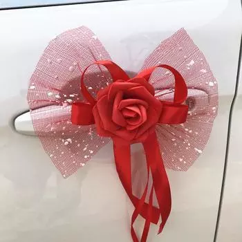 Дверные ручки, красивые свадебные принадлежности для вечеринок и фестивалей, 1 шт., украшения для зеркала заднего вида для свадебного декора автомобиля, украшение для цветов розовый