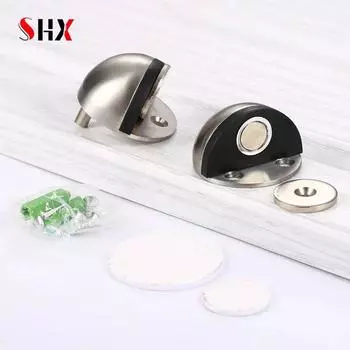 Дверные упоры из нержавеющей стали, резиновые, магнитные, дверные упоры, не требующие прокалывания, скрытые держатели дверных упоров, монтируемые на пол без гвоздей Double hole magnetic