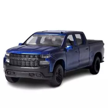 Двигатель Макс. 1: 32 Chevrolet Silver Trail Boss Crew Crop Full Back 2019, литой под давлением миникар 73677CSBL, Синяя корейская игрушка