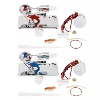 Двигатель Стирлинга Модель двигателя Алюминиевый сплав Горячий воздух Обучающая игрушка Генератор электроэнергии со светодиодом B Red