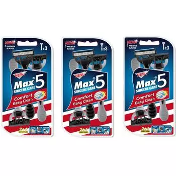 Dwitree NEW MAX 5-скоростная одноразовая бритва, 3 упаковки, 3 шт., Корейские лезвия