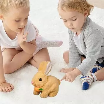Движения Пасхальный Кролик Мягкая Кукла Виляет Хвостом Ходьба Интерактивный Кролик Мальчики Девочка жёлтый