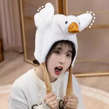 Движущаяся шапка с гусиными ушками, забавная, милая, плюшевая, теплая шапка с изображением животных, милые, светодиодные, светящиеся, движущиеся шапки с ушками, забавные шапки для косплея, детские подарки