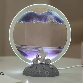 Движущееся песочное художественное украшение 3D глубоководный песчаный пейзаж в движении круглое стекло жидкая движущаяся картина из зыбучего песка расслабляющая динамическая картина из песочного искусства D золотистый